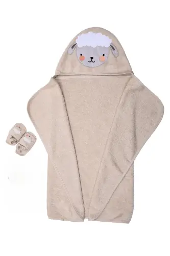 Lamb Swaddle Towel Set-BEIGE - MIESPIGA (1)