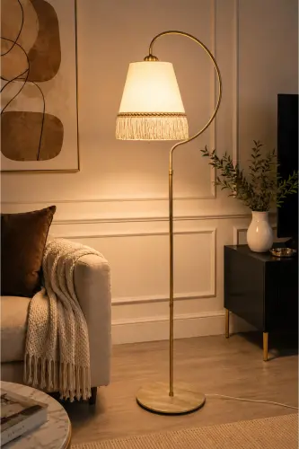 Lambader + Tekli Sarkıt -- Çise Set Krem Sarı Patine Abajur ⭐️Krem Şapka Bohem Tarzın Modern Hali - Bej - 3