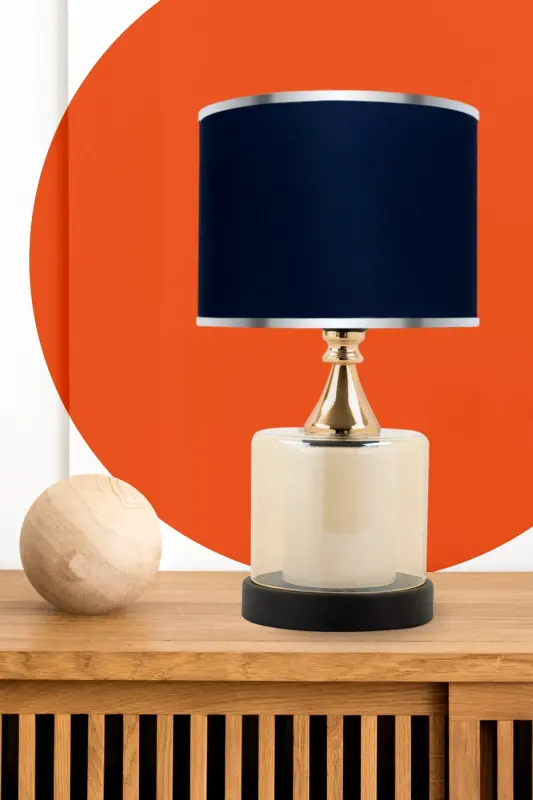 Lambent Gold Mini Glass Lampshade - Navy Blue - 2