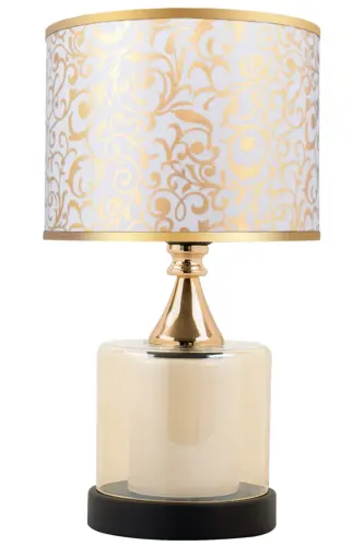 Lambent Gold Mini Glass Table Lamp - Spiral White - 1