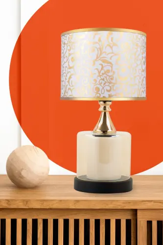 Lambent Gold Mini Glass Table Lamp - Spiral White - 3
