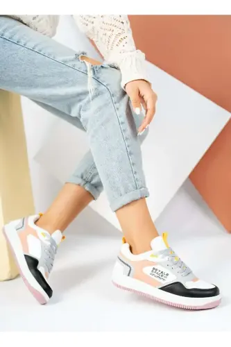 Lambırlent 2181 Sneakers Unisex Spor Ayakkabı BEYAZ-PEMBE-BEYAZ 