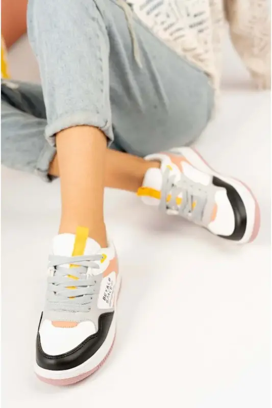 Lambırlent 2181 Sneakers Unisex Spor Ayakkabı BEYAZ-PEMBE-BEYAZ - 3