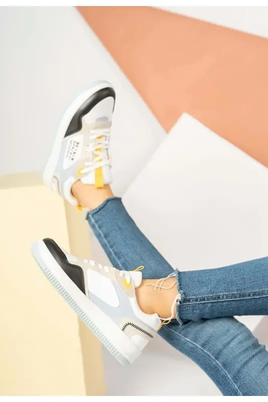Lambırlent 2181 Sneakers Unisex Spor Ayakkabı BEJ-MAVİ-BEJ - 2