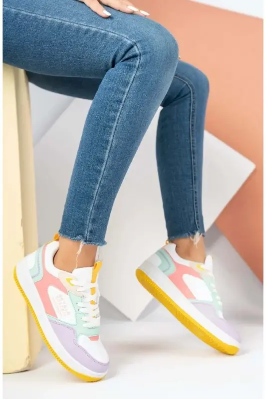 Lambırlent 2181 Sneakers Unisex Spor Ayakkabı LİLA-YEŞİL - LİLA-YEŞİL - 2