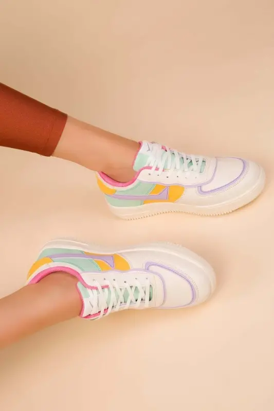 Lambırlent 2290 Unisex Sport Poyabzallari BEJ-LILA-PUSH - 8