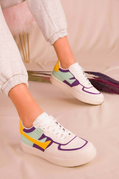 Lambırlent 2290 Unisex Sports Shoes BEIGE-PURPLE-GREEN - 29