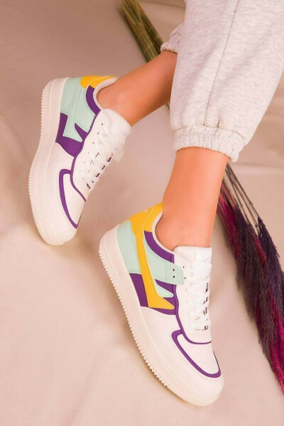 Lambırlent 2290 Unisex Sports Shoes BEIGE-PURPLE-GREEN - 31