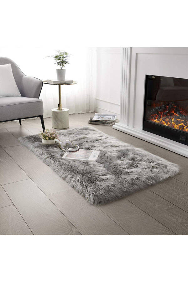 Lambskin Plush Grey Washable Rug - 2