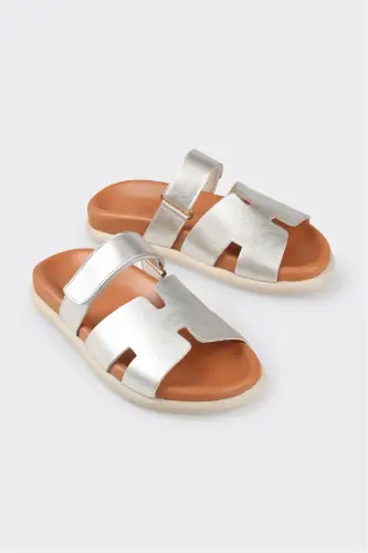 Lame Deri Kadın Düz Terlik - Lame - ELLE SHOES (1)