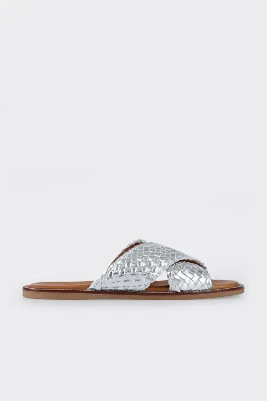 Lame Teri Ayollar Yassi Tapochka-Lame - ELLE SHOES