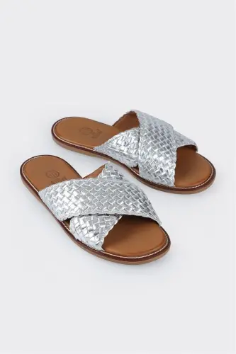 Lame Teri Ayollar Yassi Tapochka-Lame - ELLE SHOES (1)