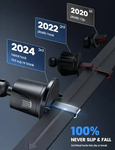 Lamicall 2025 Wider Clamp & Metal Hook Car Phone Holder Vent [Thick Cases Friendly] Phone Holders for Your Car Mount Automobile Hands Free Cradle Air Vent for iPhone 17 16 15 14 13 Pro Max Smartphone - 3