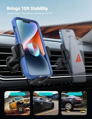 Lamicall 2026 Wider Clamp & Metal Hook Car Phone Holder Vent [Thick Cases Friendly] Phone Holders for Your Car Mount Gfts Automobile Hands Free Accessories for Women Men for iPhone 16 15 14 13 Pro Max - 1