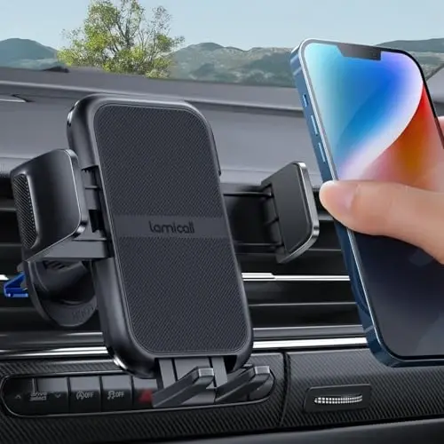 Lamicall 2026 Wider Clamp & Metal Hook Car Phone Holder Vent [Thick Cases Friendly] Phone Holders for Your Car Mount Gfts Automobile Hands Free Accessories for Women Men for iPhone 16 15 14 13 Pro Max - LAMICALL (1)