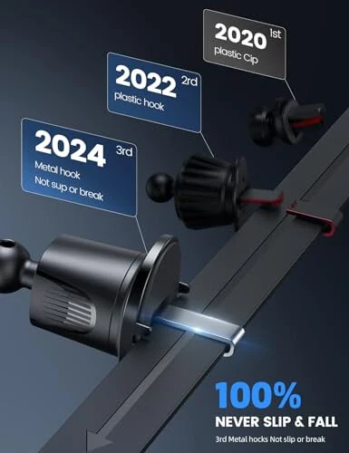 Lamicall 2024 Wider Clamp & Metal Hook Car Phone Holder Vent [Thick Cases Friendly] Phone Holders for Your Car Mount Automobile Hands Free Cradle Air Vent for iPhone 15 14 13 Pro Max Smartphone - 3