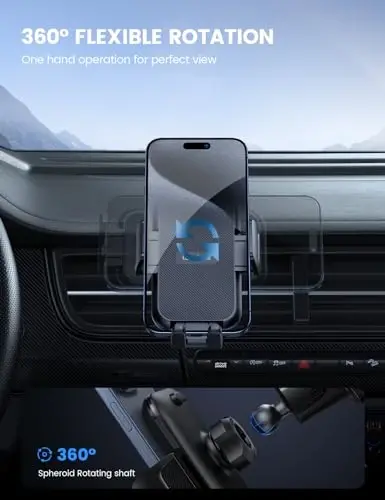 Lamicall 2025 Wider Clamp & Metal Hook Car Phone Holder Vent [Thick Cases Friendly] Phone Holders for Your Car Mount Automobile Hands Free Cradle Air Vent for iPhone 17 16 15 Pro Max Dark Grey - 5