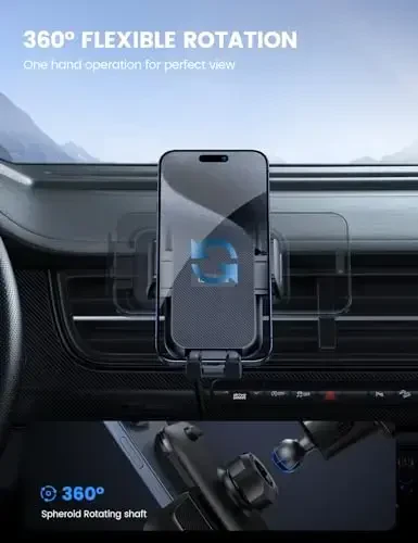 Lamicall 2025 Kengroq Qisqich & Metal Ilgak Avtomobil Telefon Ushlagichi Ventilyatsiya [Qalin G'iloflarga Mos] Telefon Ushlagichlar Avtomobilingiz uchun Qo'lsiz Kronshteyn Havo Ventilyatsiyasi iPhone 17 16 15 Pro Max To'q kulrang - 5