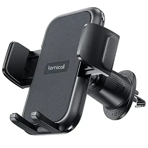 Lamicall 2025 Kengroq Qisqich & Metal Ilgak Avtomobil Telefon Ushlagichi Ventilyatsiya [Qalin G'iloflarga Mos] Telefon Ushlagichlar Avtomobilingiz uchun Qo'lsiz Kronshteyn Havo Ventilyatsiyasi iPhone 17 16 15 Pro Max To'q kulrang - 7