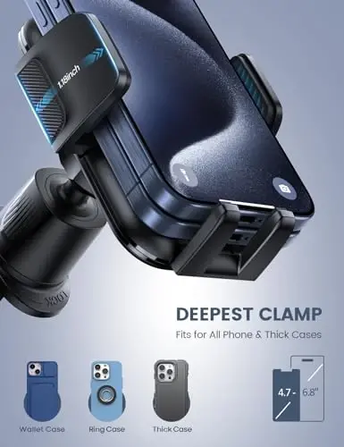 Lamicall 2025 Kengroq Qisqich & Metal Ilgak Avtomobil Telefon Uskunasi Ventilyatsiya [Qalin G'iloflar bilan mos] Avtomobilingiz uchun Telefon Uskunalari O'rnatish Avtomobil Qo'lsiz Beshik Havo Ventilyatsiyasi iPhone 17 16 15 Pro Max Yog'och Donasi - 2