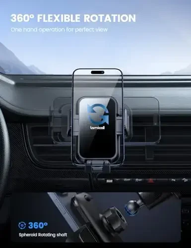 Lamicall 2025 Kengroq Qisqich & Metall Ilgakli Avtomobil Telefon Ushlagichi Ventilyatsiya [Qalin G'iloflar Uchun Qulay] Avtomobilingiz uchun Telefon Ushlagichlari O'rnatish Avtomobil Qo'llarsiz Beshik Havo Ventilyatsiyasi iPhone 17 16 15 Pro Max Lusit Qora - 5