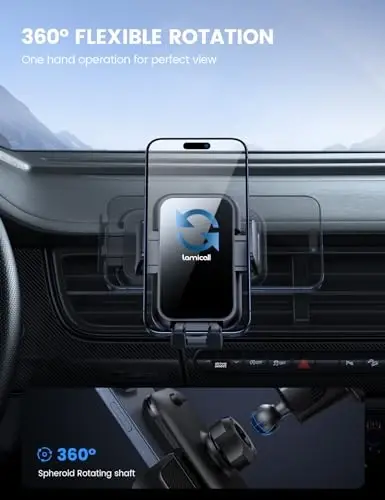 Lamicall 2025 Kengroq Qisqich & Metall Ilgakli Avtomobil Telefon Ushlagichi Ventilyatsiya [Qalin G'iloflar Uchun Qulay] Avtomobilingiz uchun Telefon Ushlagichlari O'rnatish Avtomobil Qo'llarsiz Beshik Havo Ventilyatsiyasi iPhone 17 16 15 Pro Max Lusit Qora - 5