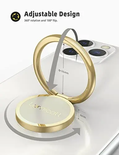 Lamicall Gold Phone Ring Stand, Universal Cell Phone Grip Cradle Kickstand Compatible with iPhone 13 12 11 Pro Xs Max XR X 8 7 6 6s Plus, All Android, Smartphone Accessories - 5