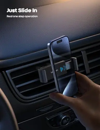 Lamicall Car Vent Phone Mount - Air Vent Clip Holder, Universal Stand Hands Free Cradle Compatible with Cell Phone 16 15 14 13 12 Mini 11 Pro Xs Max Xr X 8 7 6 6s Plus SE Smartphones Black - 2