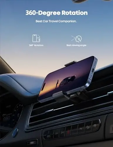 Lamicall Car Vent Phone Mount - Air Vent Clip Holder, Universal Stand Hands Free Cradle Compatible with Cell Phone 16 15 14 13 12 Mini 11 Pro Xs Max Xr X 8 7 6 6s Plus SE Smartphones Black - 3