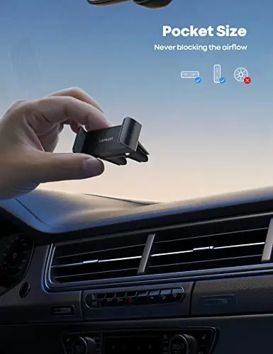 Lamicall Car Vent Phone Mount - Air Vent Clip Holder, Universal Stand Hands Free Cradle Compatible with Cell Phone 16 15 14 13 12 Mini 11 Pro Xs Max Xr X 8 7 6 6s Plus SE Smartphones Black - 4