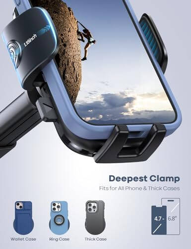 Lamicall Car Phone Holder - [Strongest Military-Grade Suction Cup] 360° Rotation Phone Holders for Your Car Quick Release Adjustable Car Phone Mount Dashboard for iPhone 17 16 Galaxy Smartphone Truck - 2