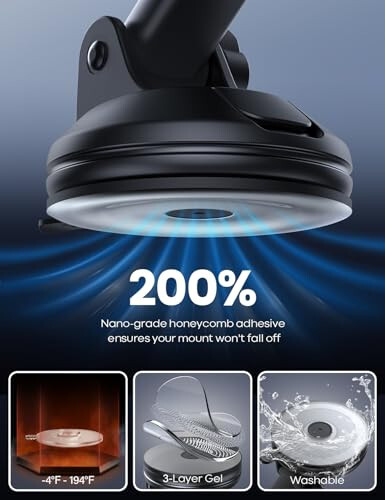 Lamicall Car Phone Holder - [Strongest Military-Grade Suction Cup] 360° Rotation Phone Holders for Your Car Quick Release Adjustable Car Phone Mount Dashboard for iPhone 17 16 Galaxy Smartphone Truck - 3