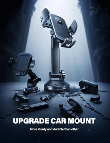 Lamicall Car Phone Holder - [Strongest Military-Grade Suction Cup] 360° Rotation Phone Holders for Your Car Quick Release Adjustable Car Phone Mount Dashboard for iPhone 17 16 Galaxy Smartphone Truck - 5