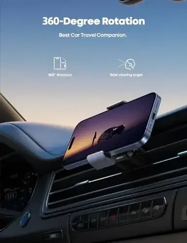 Lamicall Avtomobil Telefon O'rnatgichi, Havo Ventilyatori Klip Uskunasi, Universal Qo'llarsiz Telefon O'rni 12 Mini 11 Pro Xs Xs Max Xr X 8 7 6 6s Plus SE va Boshqa 4.7-6.5'' Smartfonlar bilan mos keladi - Kulrang - 3