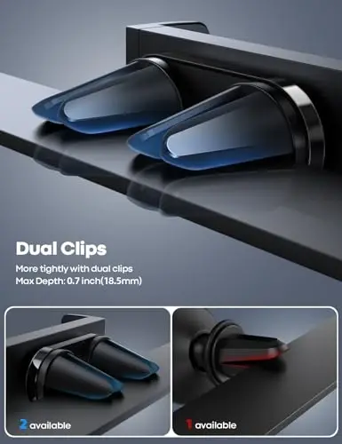 Lamicall Avtomobil Telefon O'rnatgichi, Havo Ventilyatori Klip Uskunasi, Universal Qo'llarsiz Telefon O'rni 12 Mini 11 Pro Xs Xs Max Xr X 8 7 6 6s Plus SE va Boshqa 4.7-6.5'' Smartfonlar bilan mos keladi - Kulrang - 6