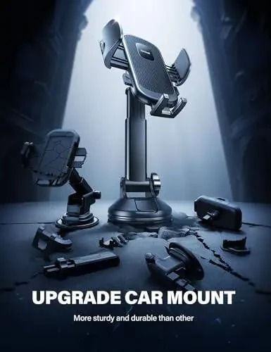 Lamicall Car Phone Holder - [Strongest Military-Grade Suction Cup] 360° Rotation Phone Holders for Your Car Quick Release Adjustable Car Phone Mount Dashboard for iPhone Galaxy Smartphone Truck - 5