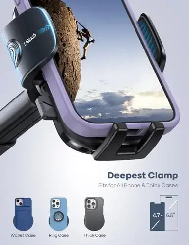 Lamicall Cell Phone Holder Car - [Ultra 70LBS Suction] Phone Mount for Car Quick Release Adjustable Car Phone Holder Mount Dashboard for iPhone Smartphone (Dark Grey) - 2