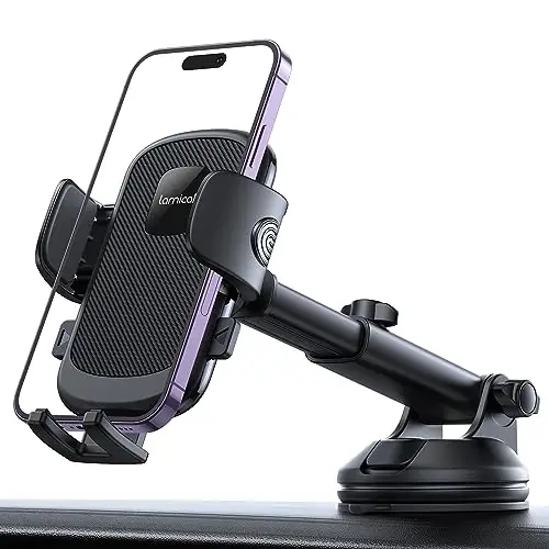 Lamicall Cell Phone Holder Car - [Ultra 70LBS Suction] Phone Mount for Car Quick Release Adjustable Car Phone Holder Mount Dashboard for iPhone Smartphone (Dark Grey) - 1