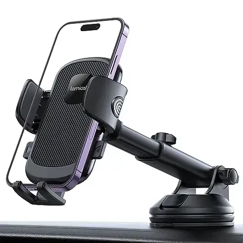 Lamicall Cell Phone Holder Car - [Ultra 70LBS Suction] Phone Mount for Car Quick Release Adjustable Car Phone Holder Mount Dashboard for iPhone Smartphone (Dark Grey) - 1