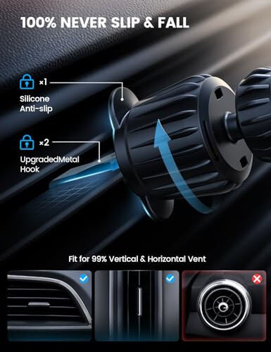 Lamicall for MagSafe Car Mount - [20X Strong Magnets] [Metal Hook] Magnetic Phone Holders for Your Car - 360° Rotation Car Phone Holder for iPhone 16 15 14 13 Pro Plus Max Case & All Phones - 5