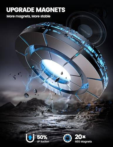 Lamicall for MagSafe Car Mount - [20X Strong Magnets] [Metal Hook] Magnetic Phone Holders for Your Car - 360° Rotation Car Phone Holder for iPhone 16 15 14 13 Pro Plus Max Case & All Phones - 6