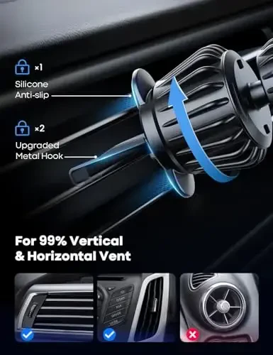 Lamicall Fits MagSafe Car Mount - [20 Super Magnets] Magnetic Car Phone Mount, Air Vent Cell Phone Holder Clip, MagSafe Accessories for iPhone 14 13 12 Pro Max Plus Mini & MagSafe Case & All Phones - 5