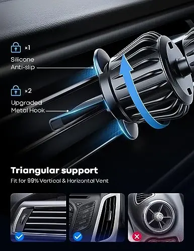 Lamicall Fits MagSafe Car Mount - [20 Super Magnets] Magnetic Car Phone Mount, Air Vent Phone Holder Car, Hands Free Cell Phone Holder Clip for iPhone 15 14 13 Pro Plus Max Mini Mag Safe Case - 5