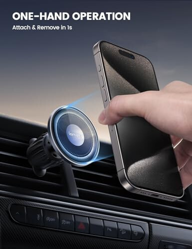 Lamicall Fits MagSafe Car Mount - [20X Strong Magnets] [Metal Hook] Magnetic Phone Holders for Your Car - 360° Rotation Car Phone Holder for iPhone 15 14 13 Pro Plus Max Mag Safe Case & All Phones - 4