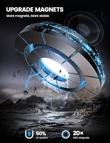 Lamicall Fits MagSafe Car Mount - [20X Strong Magnets] [Metal Hook] Magnetic Phone Holders for Your Car - 360° Rotation Car Phone Holder for iPhone 15 14 13 Pro Plus Max Mag Safe Case & All Phones - 6