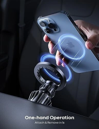 Lamicall Fits MagSafe Кронштейн для автомобиля - [20 супермагнитных] Магнитный автомобильный держатель для телефона, Держатель для телефона для воздухозаборника, Беспроводной держатель для телефона для iPhone 15 14 13 Pro Plus Max Mini Mag Safe Case - 4