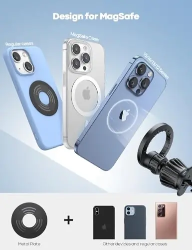 Lamicall Fits MagSafe Кронштейн для автомобиля - [20 супермагнитных] Магнитный автомобильный держатель для телефона, Держатель для телефона для воздухозаборника, Беспроводной держатель для телефона для iPhone 15 14 13 Pro Plus Max Mini Mag Safe Case - 3