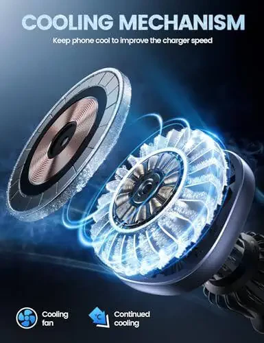 Lamicall for MagSafe Car Mount Charger - [2024 Cooling Fast Charging] 15W Wireless Car Charger - Hands Free Magnetic Car Phone Holder Charger Vent for iPhone 16 15 14 13 12 Pro Max Mag Safe Case - 2