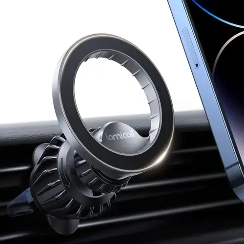 Lamicall Fits MagSafe Car Mount - [20 Super Magnets] Magnetic Car Phone Mount, Air Vent Cell Phone Holder Clip, MagSafe Accessories for iPhone 14 13 12 Pro Max Plus Mini & MagSafe Case & All Phones - LAMICALL