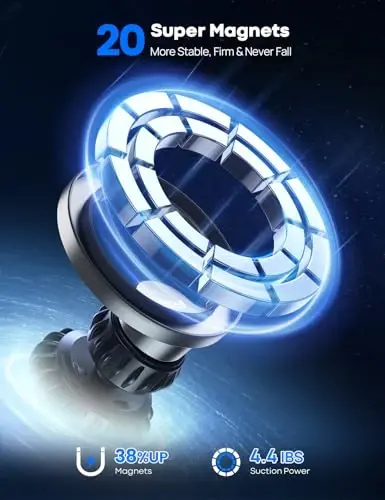 Lamicall for MagSafe Car Mount - [20 Super Magnets] Magnetic Car Phone Mount, Air Vent Phone Holder Car, Hands Free Cell Phone Holder Clip Car Accessories fit iPhone 17 16 Silver - LAMICALL (1)